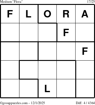 The grouppuzzles.com Medium Flora puzzle for Monday December 1, 2025