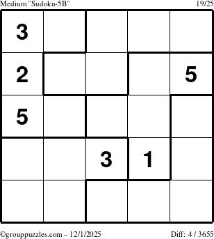 The grouppuzzles.com Medium Sudoku-5B puzzle for Monday December 1, 2025
