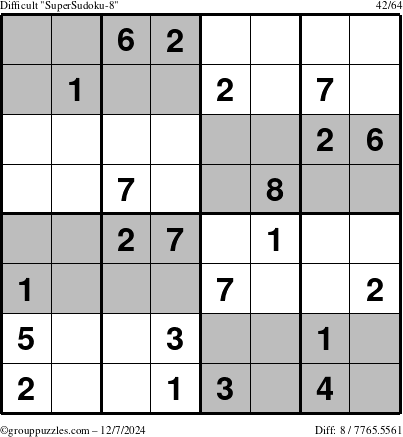 The grouppuzzles.com Difficult SuperSudoku-8 puzzle for Saturday December 7, 2024