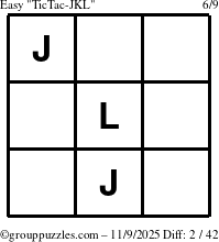 The grouppuzzles.com Easy TicTac-JKL puzzle for Sunday November 9, 2025