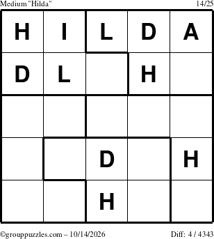 The grouppuzzles.com Medium Hilda puzzle for Wednesday October 14, 2026