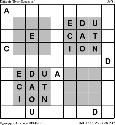 The grouppuzzles.com Difficult HyperEducation-i23 puzzle for Wednesday October 14, 2026
