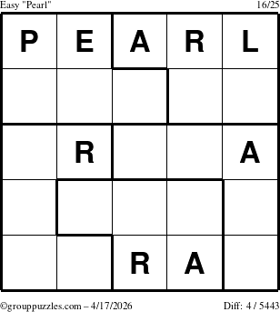 The grouppuzzles.com Easy Pearl puzzle for Friday April 17, 2026