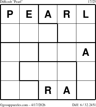 The grouppuzzles.com Difficult Pearl puzzle for Friday April 17, 2026