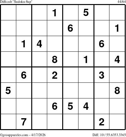 The grouppuzzles.com Difficult Sudoku-8up puzzle for Friday April 17, 2026
