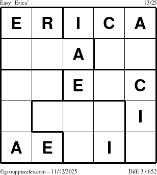 The grouppuzzles.com Easy Erica puzzle for Wednesday November 12, 2025