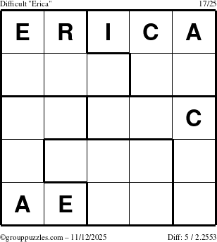 The grouppuzzles.com Difficult Erica puzzle for Wednesday November 12, 2025