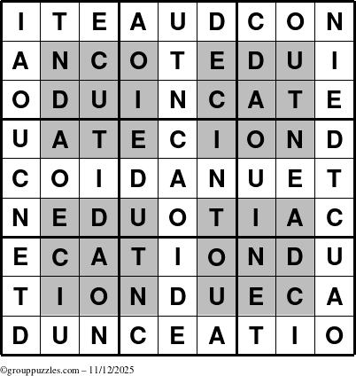 The grouppuzzles.com Answer grid for the HyperEducation-i23 puzzle for Wednesday November 12, 2025