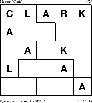 The grouppuzzles.com Medium Clark puzzle for Monday October 20, 2025