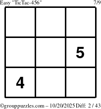 The grouppuzzles.com Easy TicTac-456 puzzle for Monday October 20, 2025