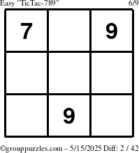 The grouppuzzles.com Easy TicTac-789 puzzle for Thursday May 15, 2025