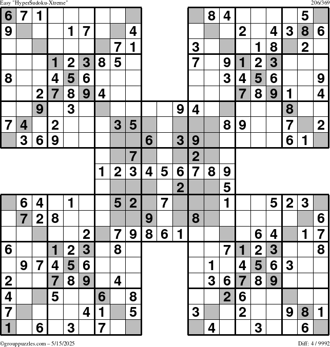 The grouppuzzles.com Easy cover-HyperXtreme puzzle for Thursday May 15, 2025