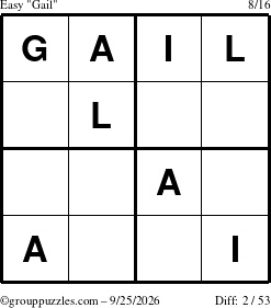 The grouppuzzles.com Easy Gail puzzle for Friday September 25, 2026