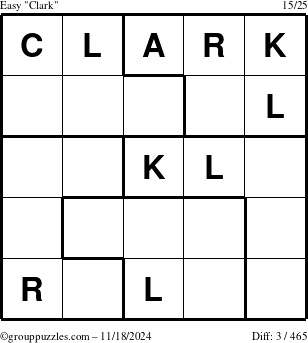 The grouppuzzles.com Easy Clark puzzle for Monday November 18, 2024