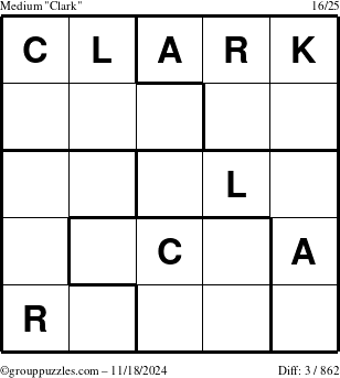 The grouppuzzles.com Medium Clark puzzle for Monday November 18, 2024