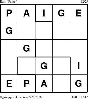 The grouppuzzles.com Easy Paige puzzle for Saturday March 28, 2026