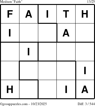 The grouppuzzles.com Medium Faith puzzle for Thursday October 23, 2025