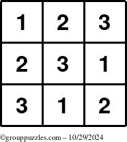 The grouppuzzles.com Answer grid for the TicTac-123 puzzle for Tuesday October 29, 2024