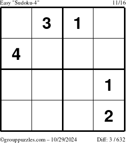 The grouppuzzles.com Easy Sudoku-4 puzzle for Tuesday October 29, 2024