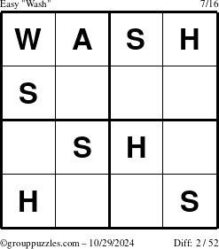 The grouppuzzles.com Easy Wash puzzle for Tuesday October 29, 2024