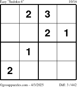 The grouppuzzles.com Easy Sudoku-4 puzzle for Thursday April 3, 2025