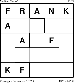 The grouppuzzles.com Medium Frank puzzle for Thursday April 3, 2025