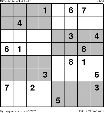 The grouppuzzles.com Difficult SuperSudoku-8 puzzle for Saturday September 5, 2026