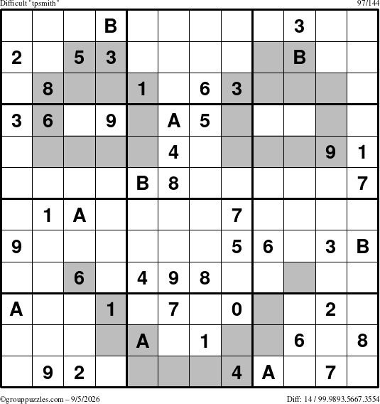 The grouppuzzles.com Difficult tpsmith puzzle for Saturday September 5, 2026