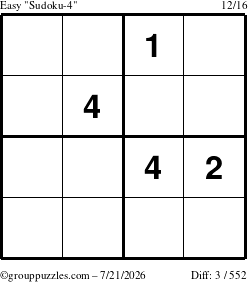The grouppuzzles.com Easy Sudoku-4 puzzle for Tuesday July 21, 2026