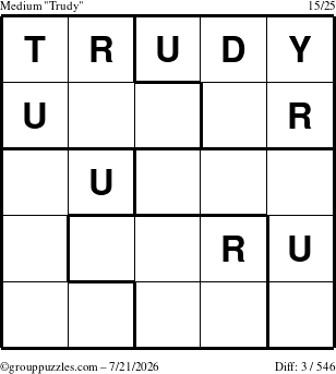 The grouppuzzles.com Medium Trudy puzzle for Tuesday July 21, 2026
