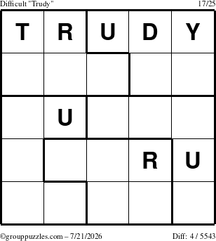The grouppuzzles.com Difficult Trudy puzzle for Tuesday July 21, 2026
