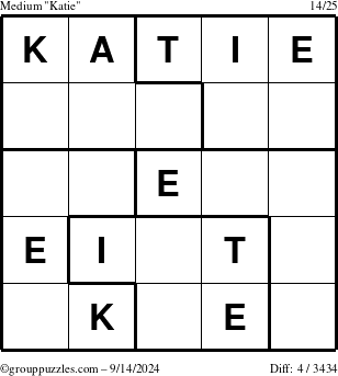 The grouppuzzles.com Medium Katie puzzle for Saturday September 14, 2024