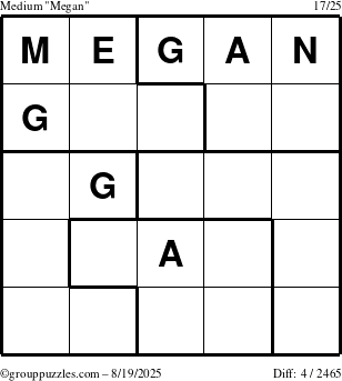 The grouppuzzles.com Medium Megan puzzle for Tuesday August 19, 2025