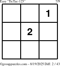 The grouppuzzles.com Easy TicTac-123 puzzle for Tuesday August 19, 2025