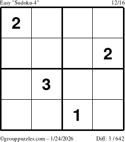 The grouppuzzles.com Easy Sudoku-4 puzzle for Saturday January 24, 2026