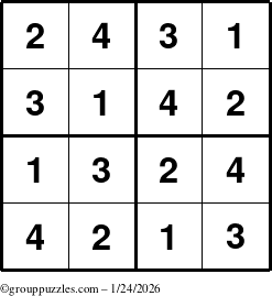The grouppuzzles.com Answer grid for the Sudoku-4 puzzle for Saturday January 24, 2026