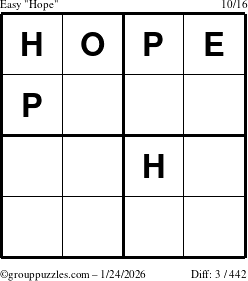 The grouppuzzles.com Easy Hope puzzle for Saturday January 24, 2026