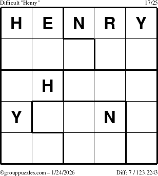 The grouppuzzles.com Difficult Henry puzzle for Saturday January 24, 2026