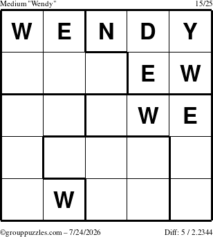 The grouppuzzles.com Medium Wendy puzzle for Friday July 24, 2026