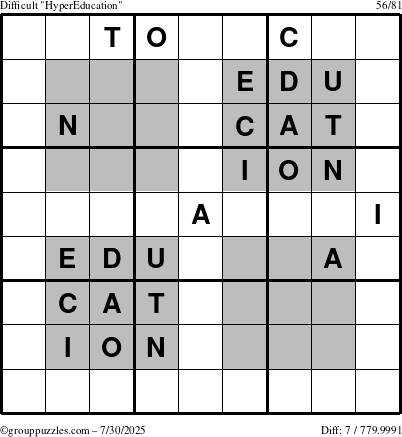 The grouppuzzles.com Difficult HyperEducation-i23 puzzle for Wednesday July 30, 2025