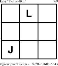 The grouppuzzles.com Easy TicTac-JKL puzzle for Sunday January 4, 2026