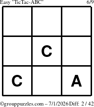 The grouppuzzles.com Easy TicTac-ABC puzzle for Wednesday July 1, 2026