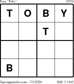 The grouppuzzles.com Easy Toby puzzle for Wednesday July 1, 2026