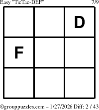 The grouppuzzles.com Easy TicTac-DEF puzzle for Tuesday January 27, 2026