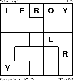 The grouppuzzles.com Medium Leroy puzzle for Tuesday January 27, 2026