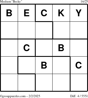 The grouppuzzles.com Medium Becky puzzle for Sunday February 2, 2025