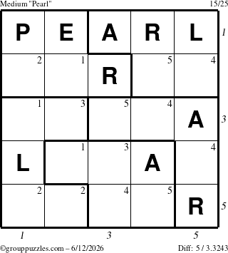 The grouppuzzles.com Medium Pearl puzzle for Friday June 12, 2026 with all 5 steps marked