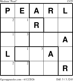 The grouppuzzles.com Medium Pearl puzzle for Friday June 12, 2026 with the first 3 steps marked