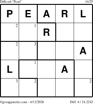 The grouppuzzles.com Difficult Pearl puzzle for Friday June 12, 2026 with the first 3 steps marked