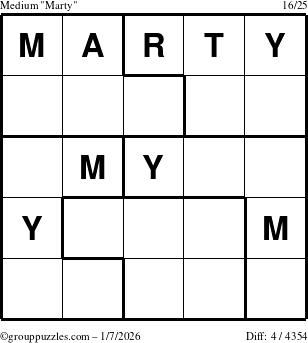 The grouppuzzles.com Medium Marty puzzle for Wednesday January 7, 2026